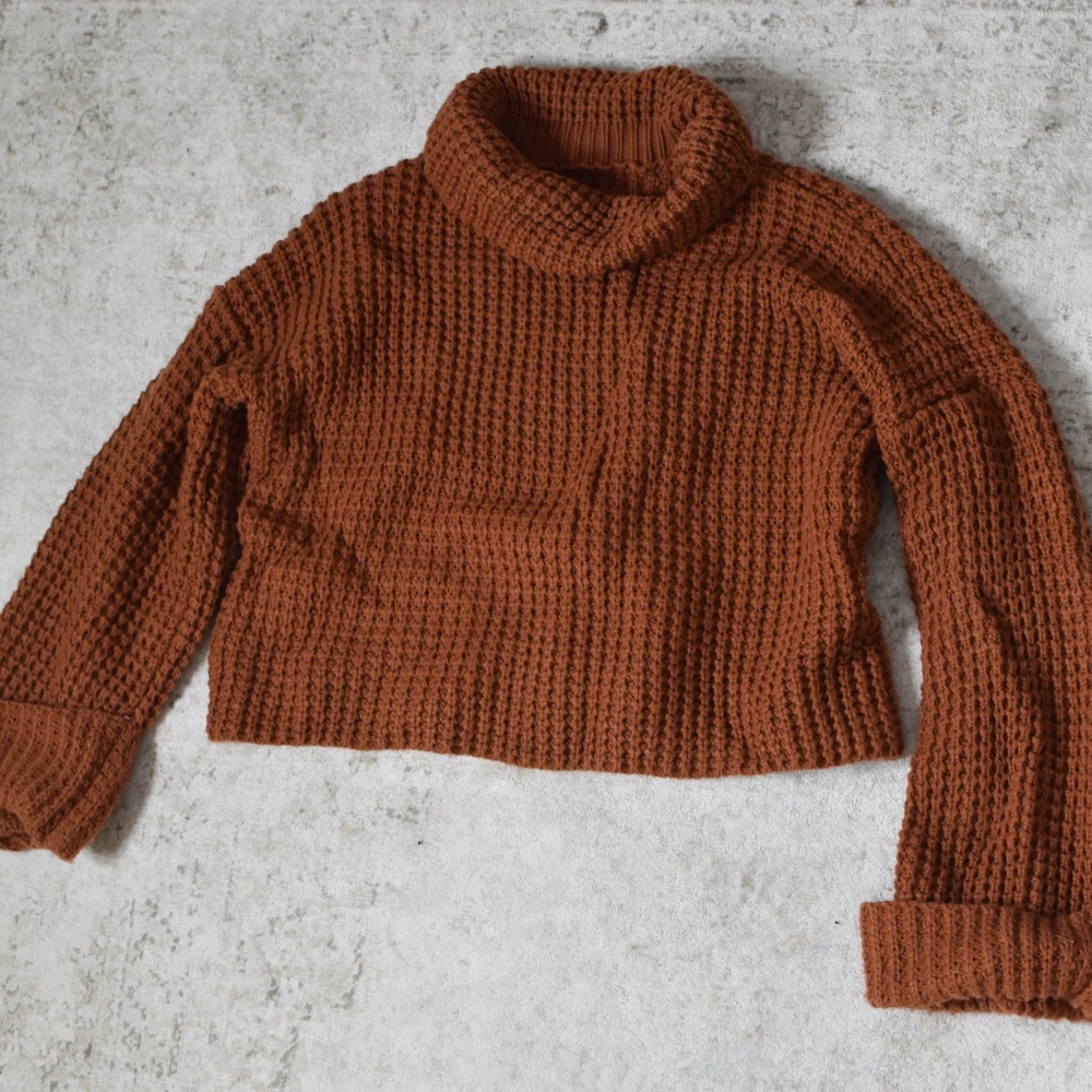 SHEIN Waffle Weave Turtleneck Sweater